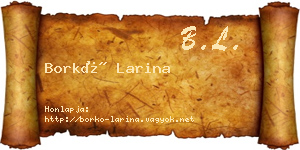 Borkó Larina névjegykártya
